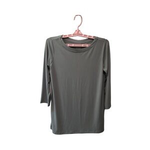 Susan Graver Modern Essentials Gray Pull-Over Tunic Top 3/4 Sleeves XS